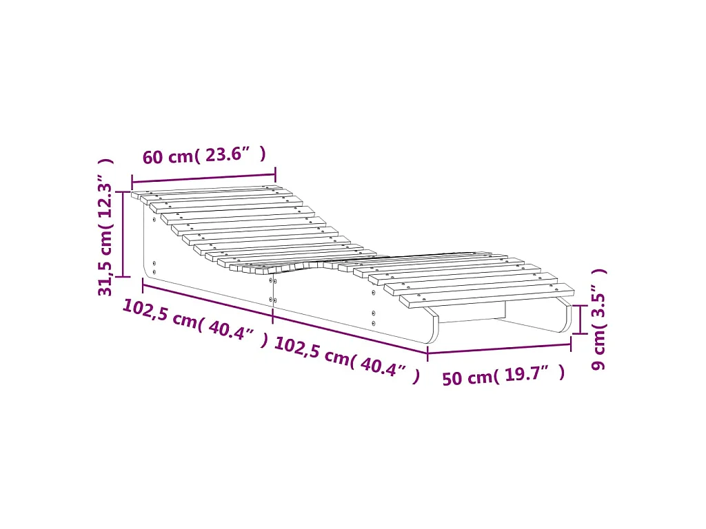 Chaises longues lot de 2 blanc 205x60x31,5cm bois massif de pin