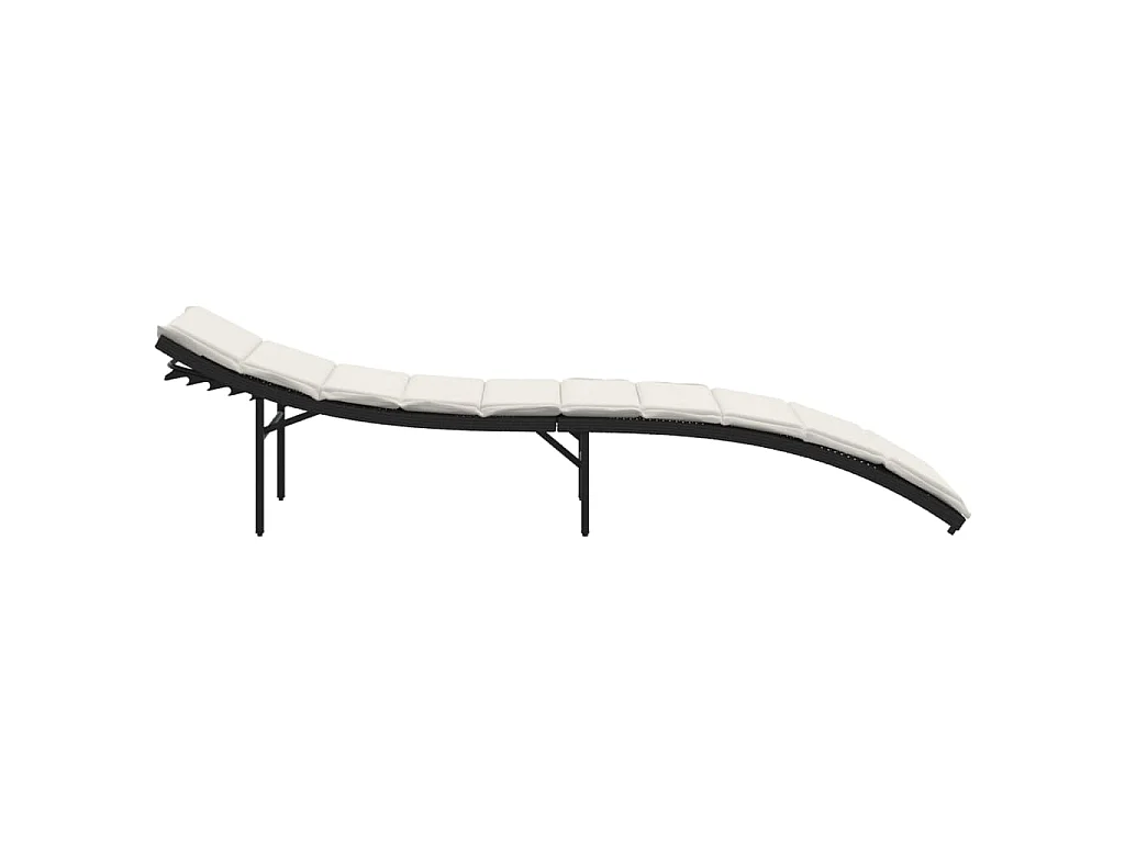 Sonnenliege mit Kissen Schwarz 55x199x50 cm Poly Rattan