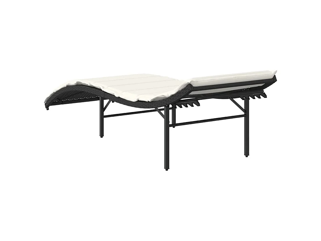 Sonnenliege mit Kissen Schwarz 55x199x50 cm Poly Rattan