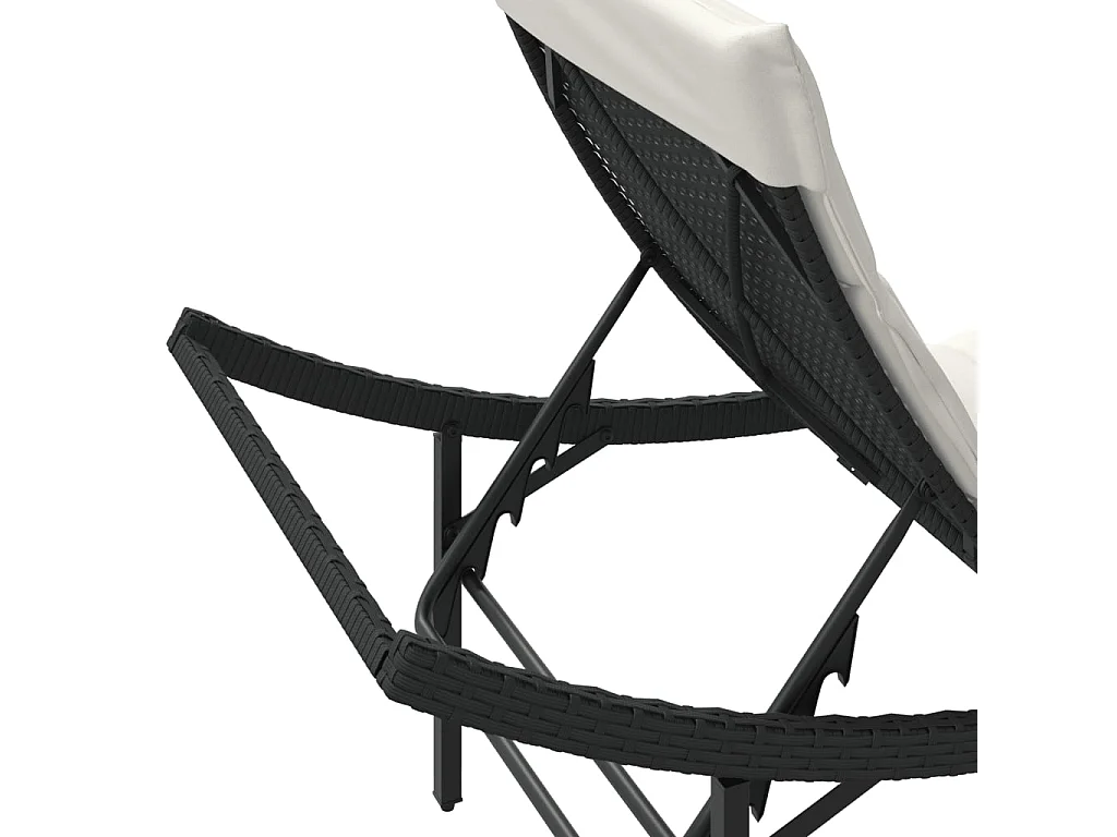Sonnenliege mit Kissen Schwarz 55x199x50 cm Poly Rattan