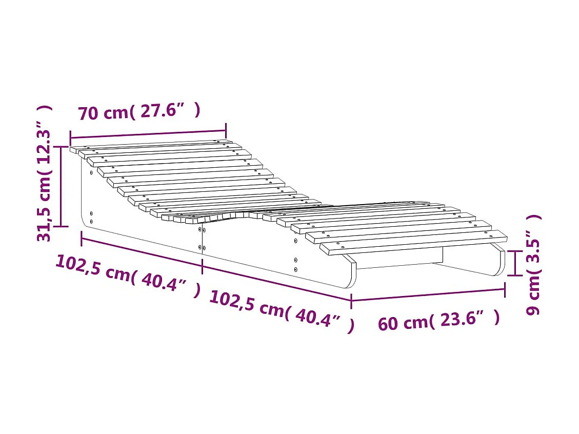 Ligbed 205x70x31,5 cm massief grenenhout