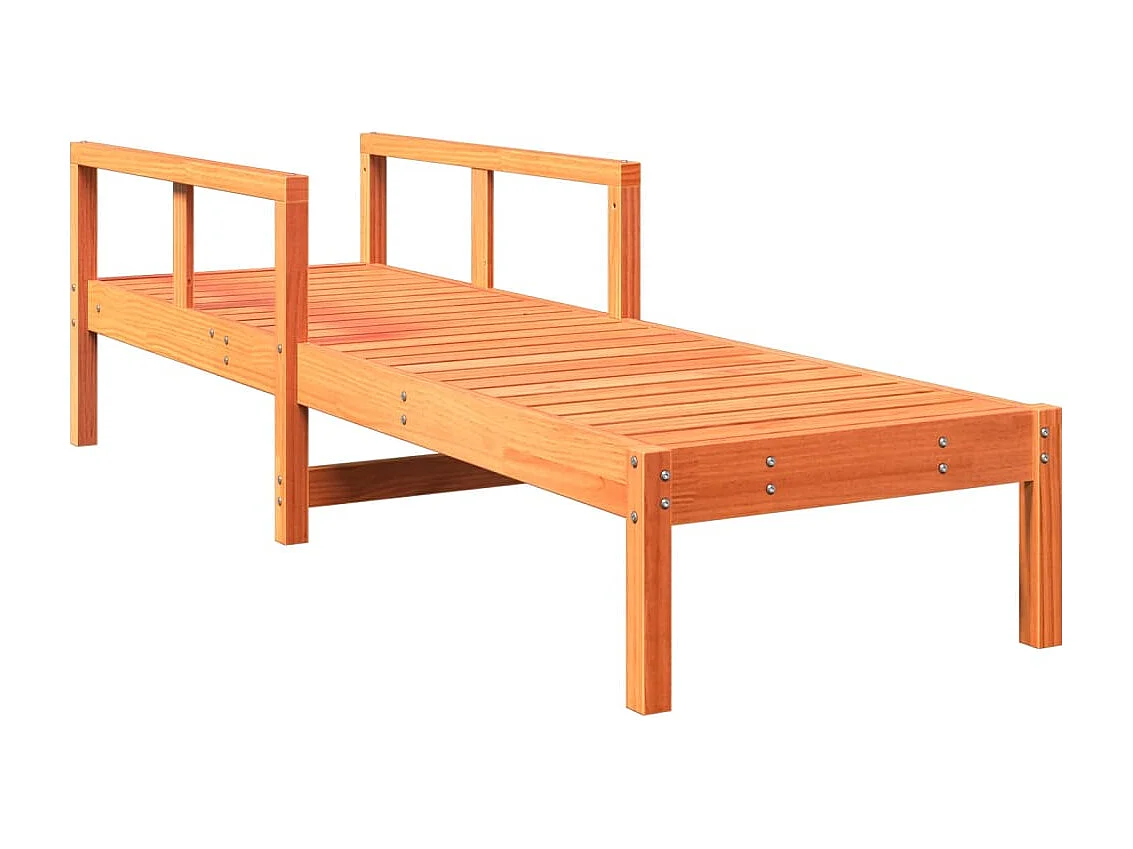 Ligbed 199,5x62x55 cm massief grenenhout wasbruin