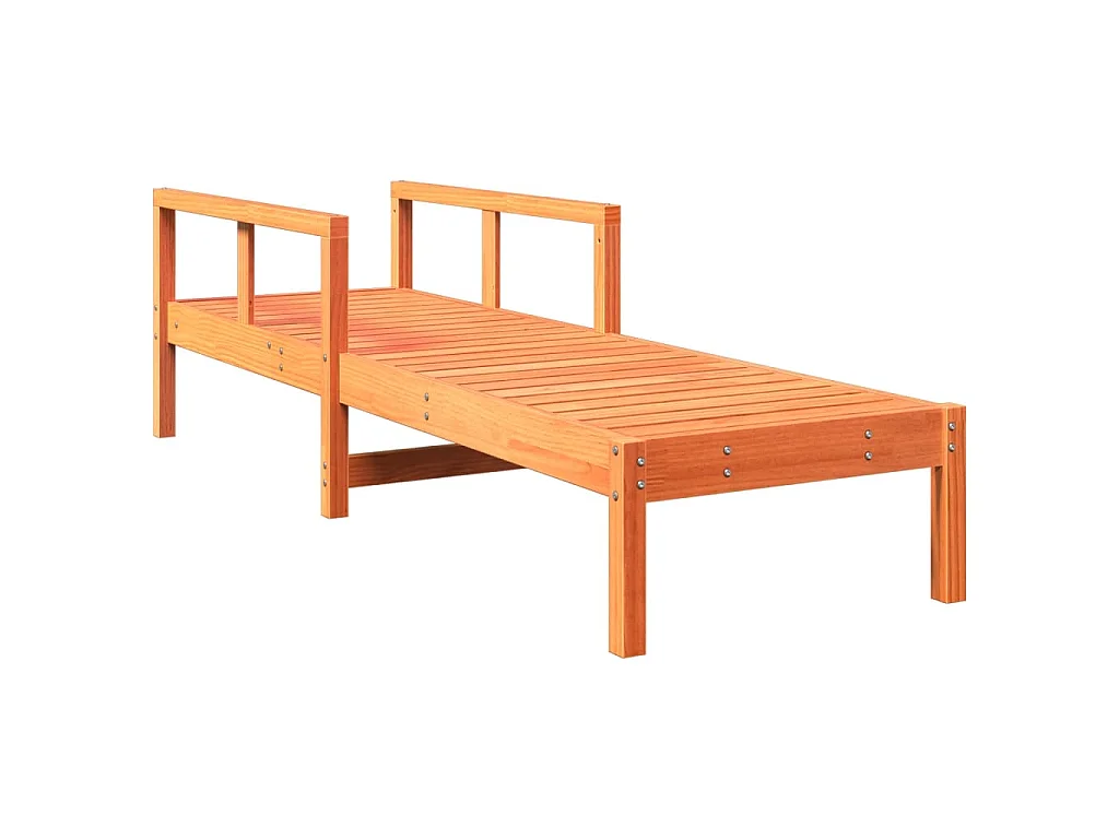 Chaise longue cire marron 199,5x62x55 cm bois massif de pin