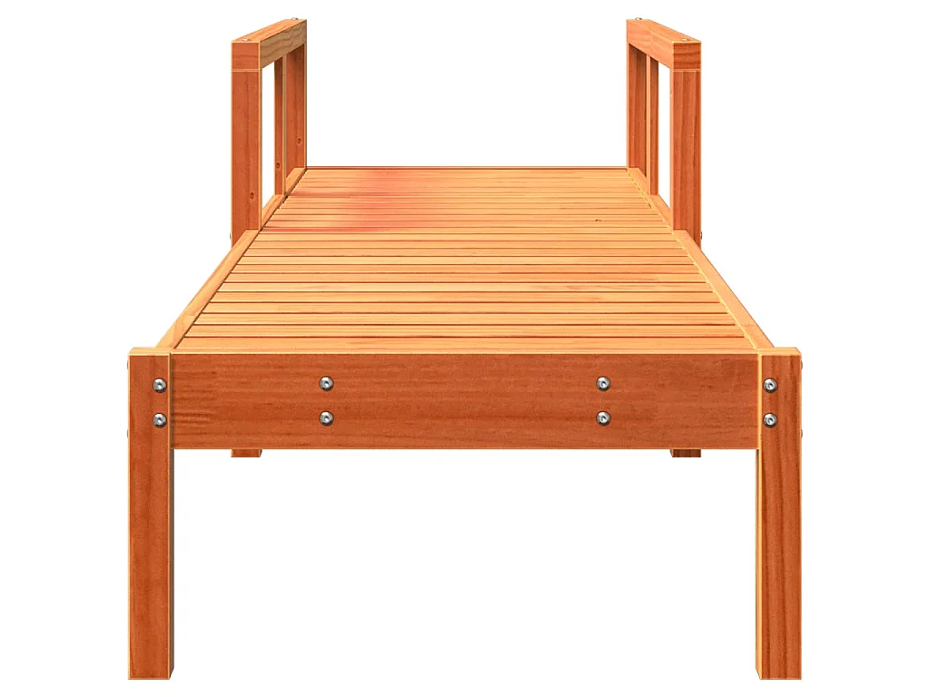 Chaise longue cire marron 199,5x62x55 cm bois massif de pin