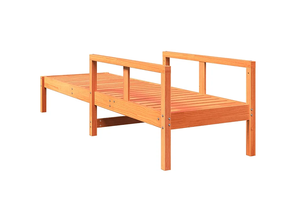 Chaise longue cire marron 199,5x62x55 cm bois massif de pin