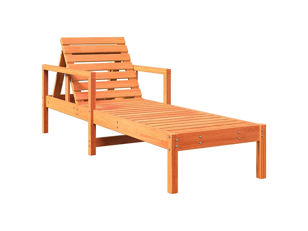Chaise longue cire marron 199,5x62x55 cm bois massif de pin