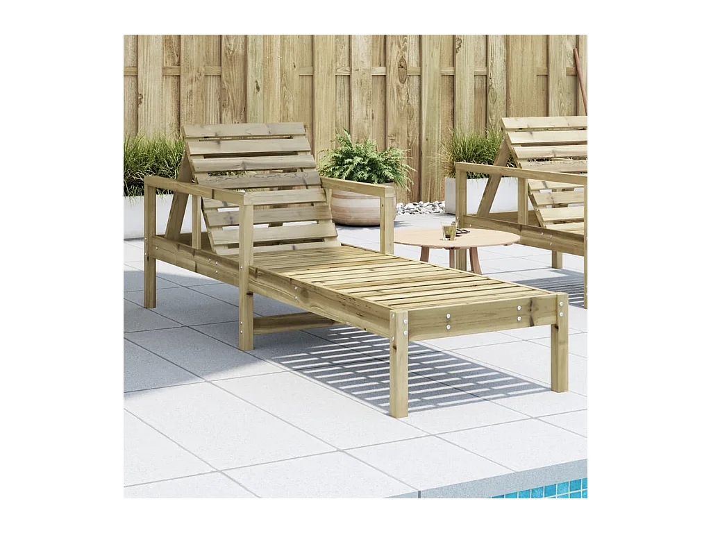 Chaise longue 199,5x62x55 cm bois de pin imprégné