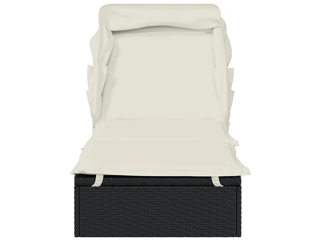 Ligbed met inklapbaar dak 213x63x97 cm poly rattan zwart