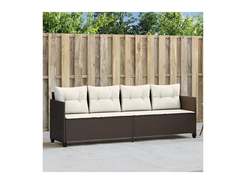Chaise longue avec coussins marron résine tressée