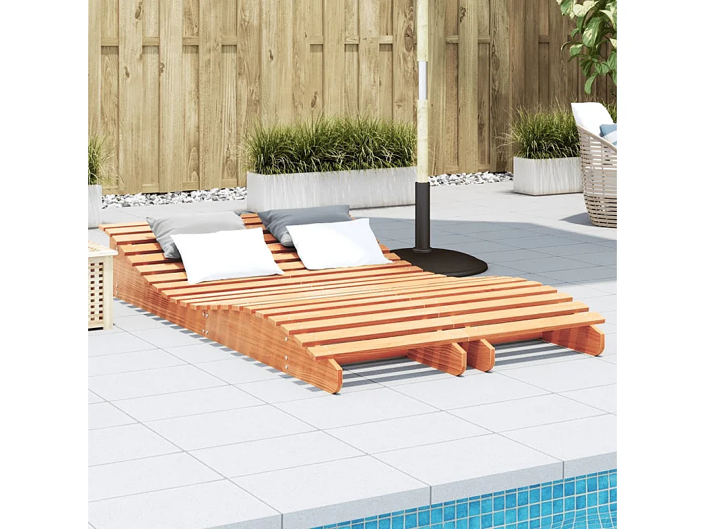 Chaises longues lot de 2 cire marron bois massif de pin