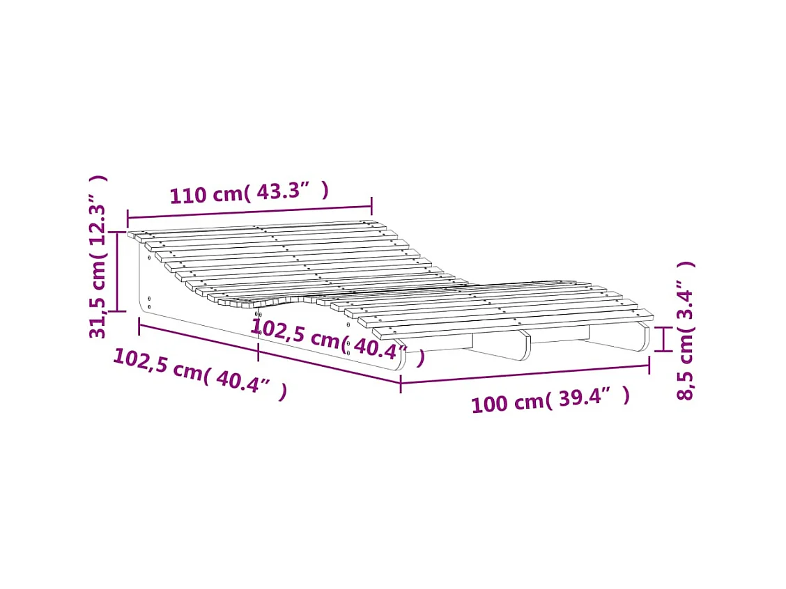 Chaise longue 205x110x31,5 cm bois massif de douglas