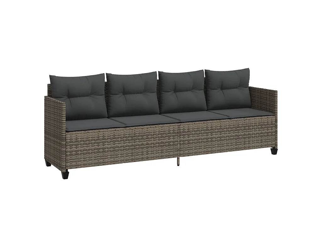 Lettino Prendisole con Cuscini Grigio in Polyrattan