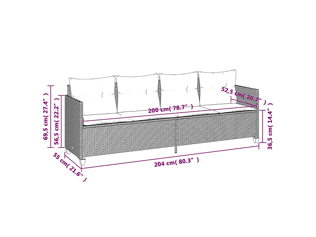 Lettino Prendisole con Cuscini Grigio in Polyrattan