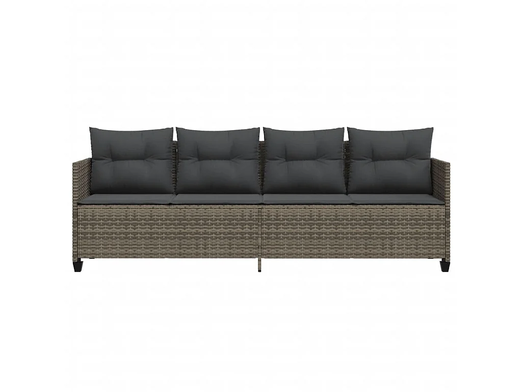 Lettino Prendisole con Cuscini Grigio in Polyrattan