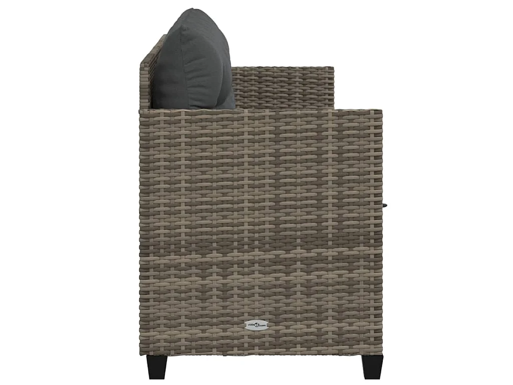 Lettino Prendisole con Cuscini Grigio in Polyrattan