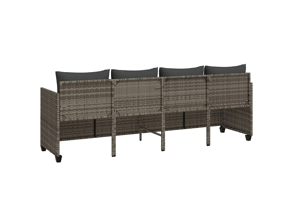 Lettino Prendisole con Cuscini Grigio in Polyrattan