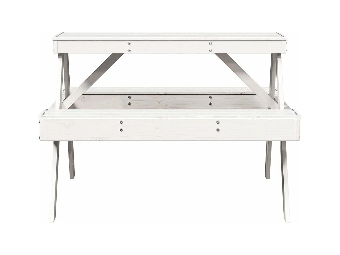 Table de pique-nique blanc 105x134x75 cm bois massif de pin