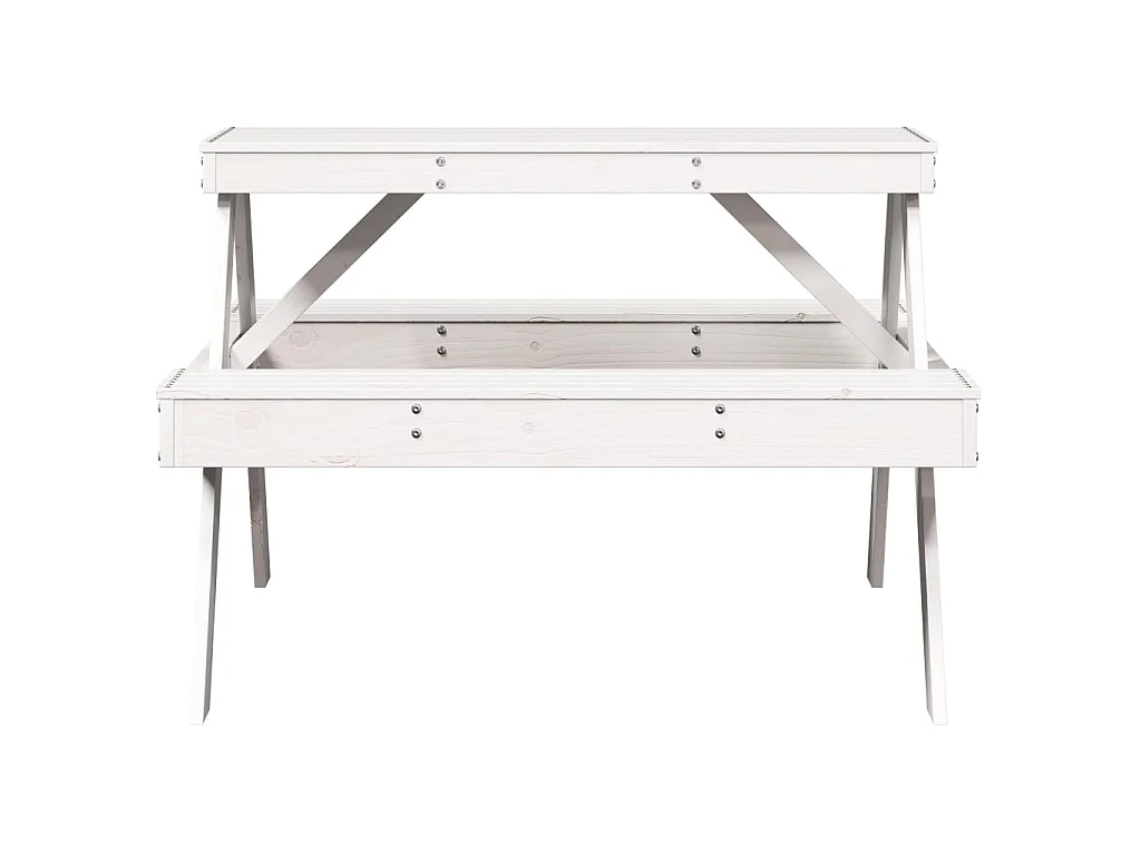 Tavolo da Picnic Bianco 105x134x75 cm in Legno Massello di Pino