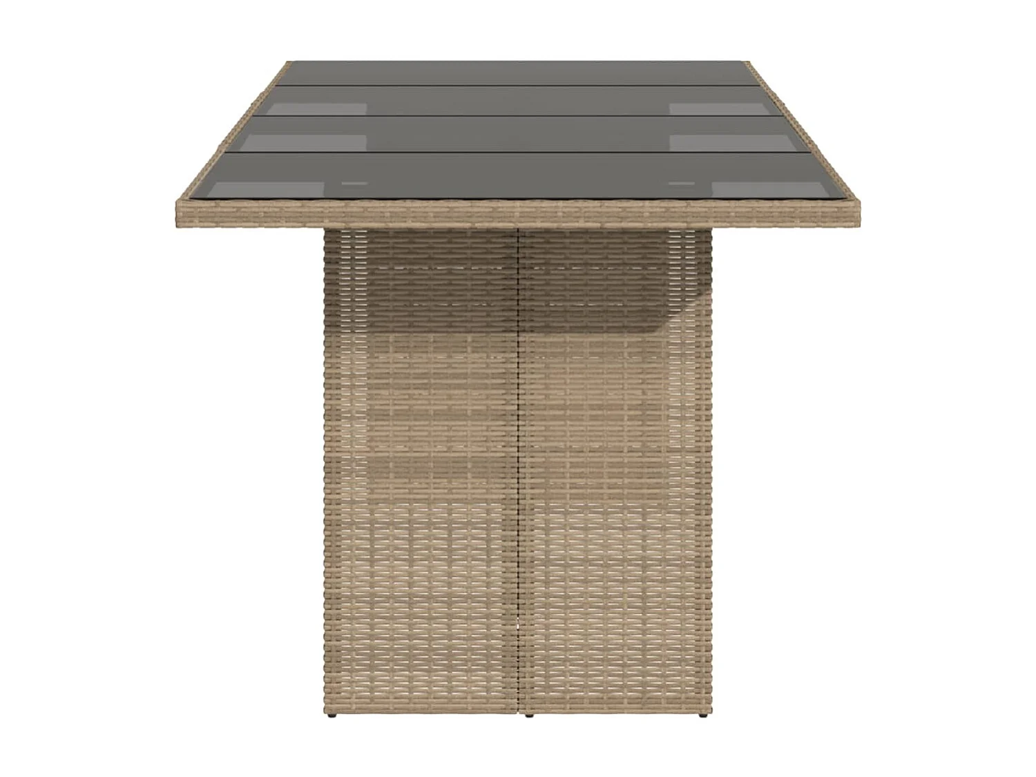Tuintafel met glazen blad 190x80x74 cm poly rattan beige