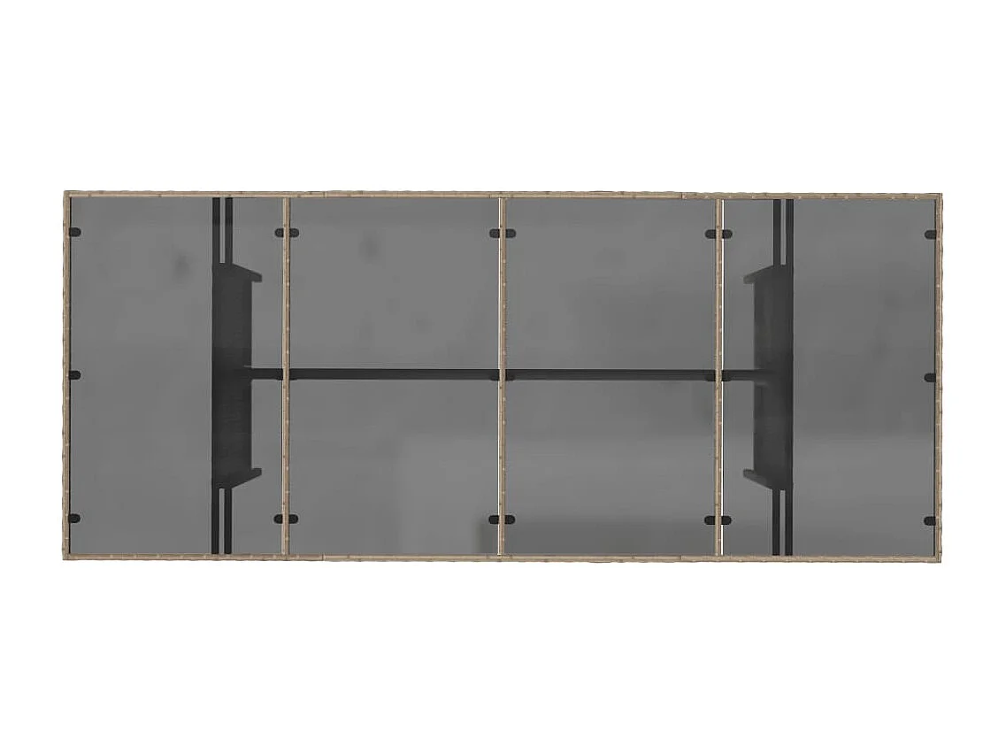 Tuintafel met glazen blad 190x80x74 cm poly rattan beige