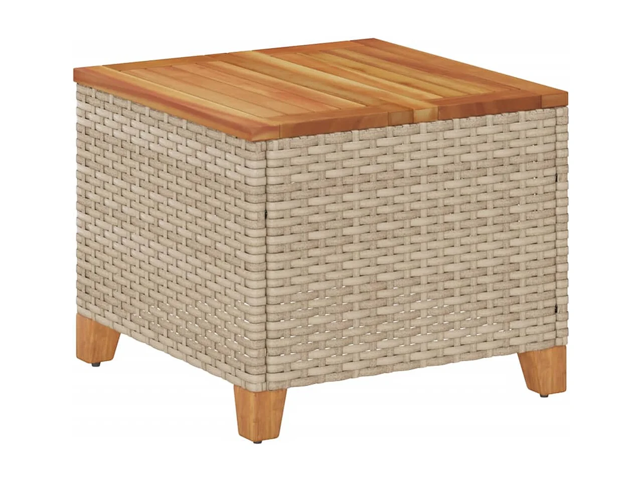 Tuintafel 45x45x37 cm poly rattan en acaciahout beige