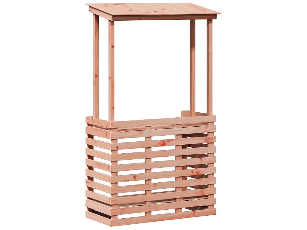 Table de bar d'extérieur et toit 112,5x57x195,5 cm bois massif