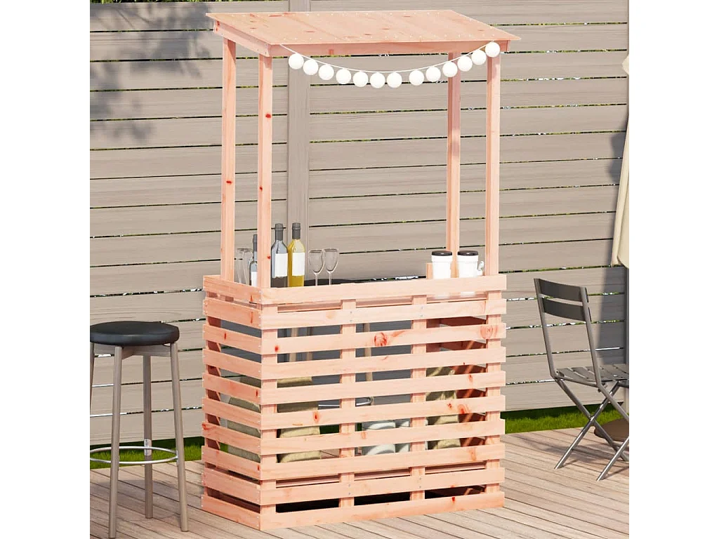 Table de bar d'extérieur et toit 112,5x57x195,5 cm bois massif