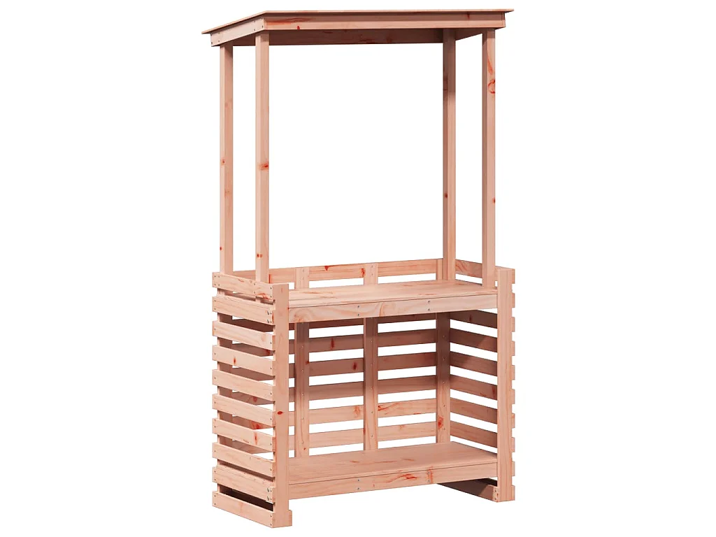 Table de bar d'extérieur et toit 112,5x57x195,5 cm bois massif