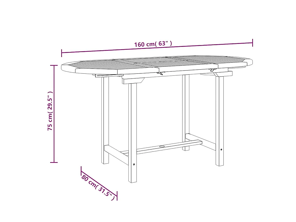 Table extensible de jardin 110-160x80x75 cm bois de teck solide