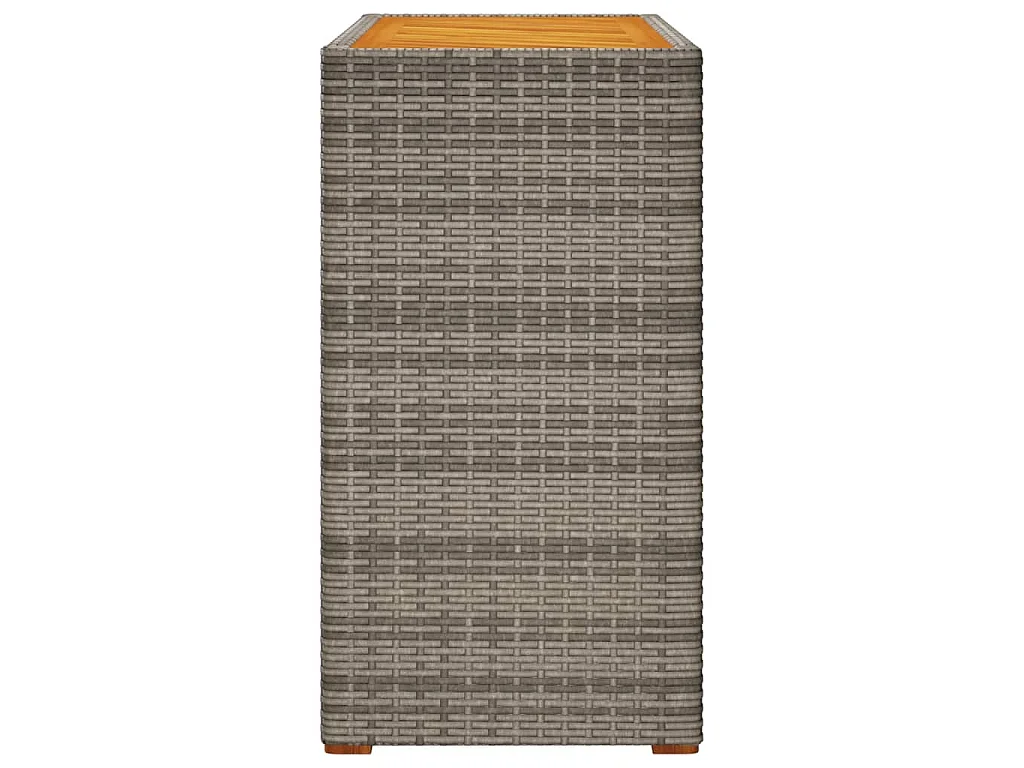 Garten-Beistelltisch mit Holzplatte Grau Poly Rattan