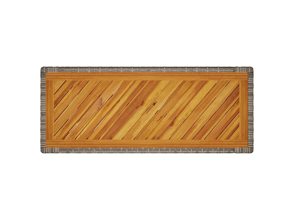 Garten-Beistelltisch mit Holzplatte Grau Poly Rattan