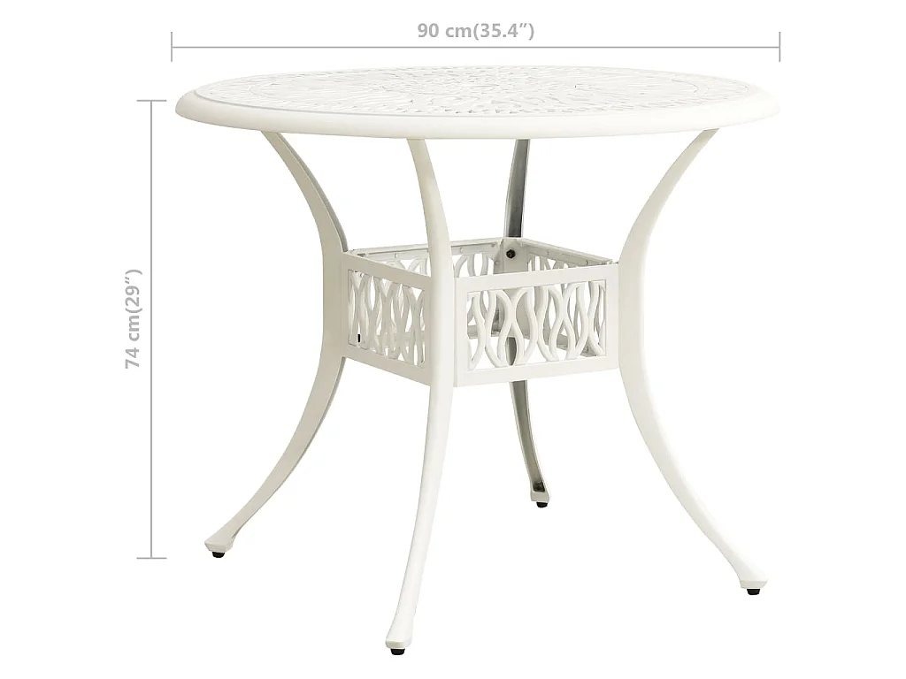 Table de jardin Blanc 90x90x74 cm Aluminium coulé