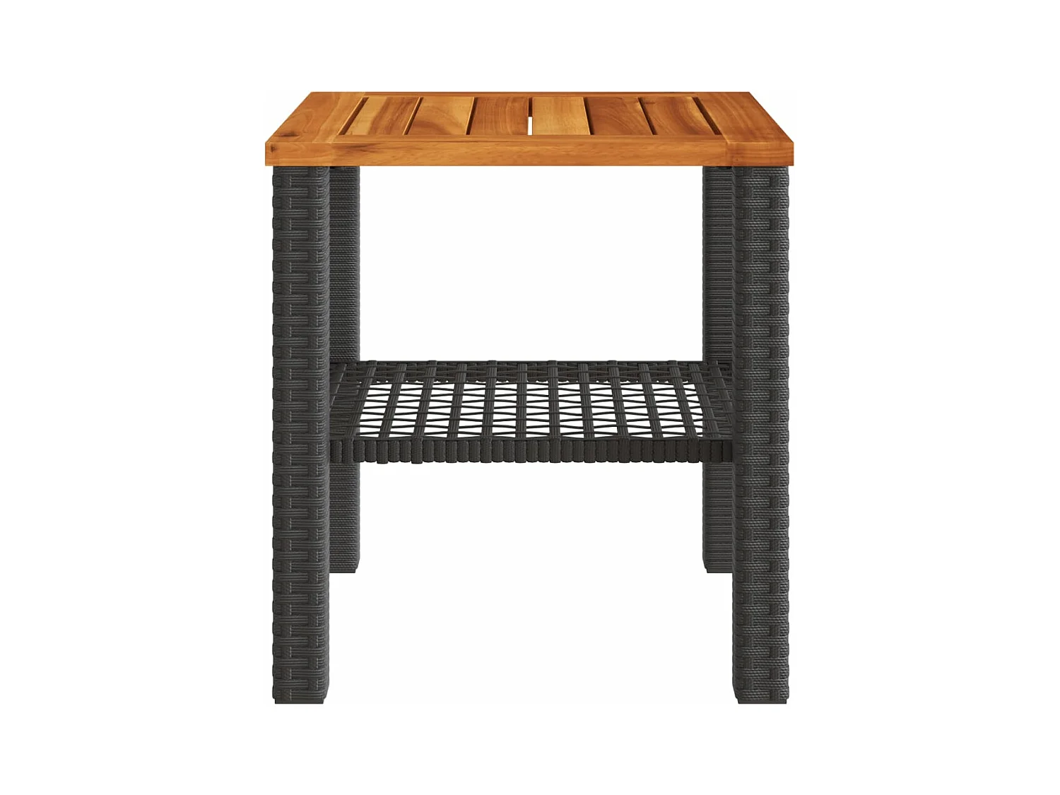 Mesa de jardín ratán sintético madera acacia negro 40x40x42 cm