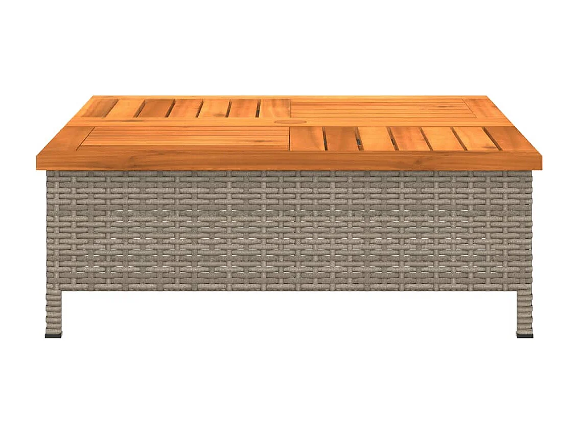 Tavolo da Giardino Grigio 70x70x25cm Rattan e Legno di Acacia