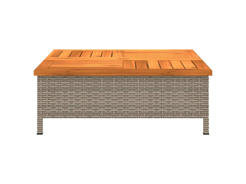 Table de jardin gris 70x70x25 cm résine tressée et bois acacia