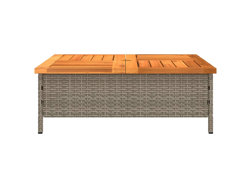 Table de jardin gris 70x70x25 cm résine tressée et bois acacia