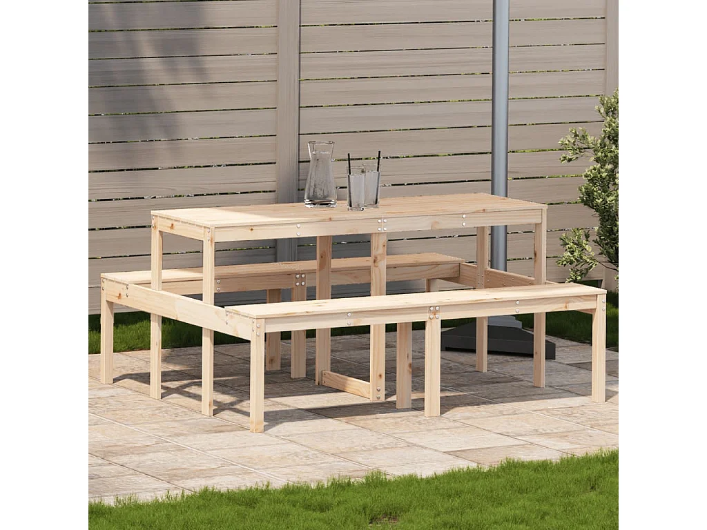 Mesa de pícnic madera maciza de pino 160x134x75 cm
