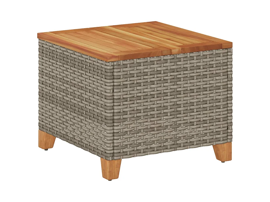 Gartentisch Grau 45x45x37 cm Poly Rattan Akazienholz
