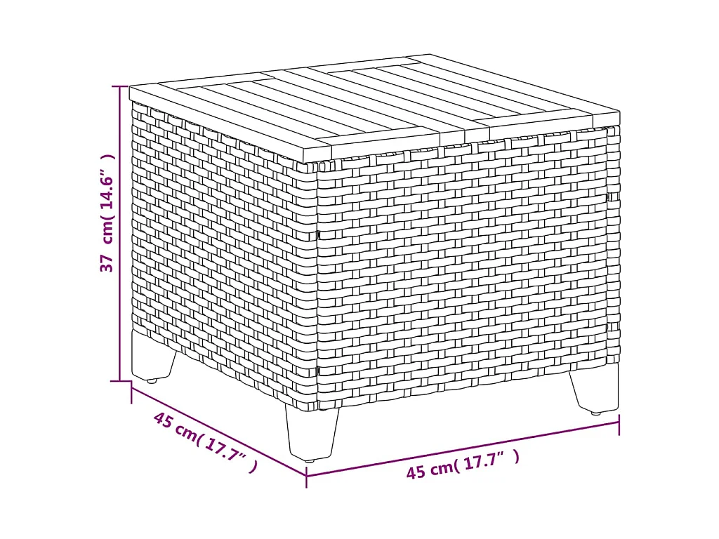 Gartentisch Grau 45x45x37 cm Poly Rattan Akazienholz