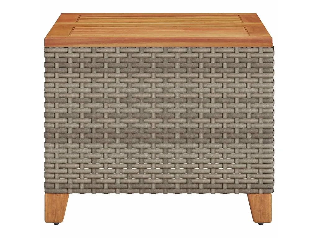 Gartentisch Grau 45x45x37 cm Poly Rattan Akazienholz