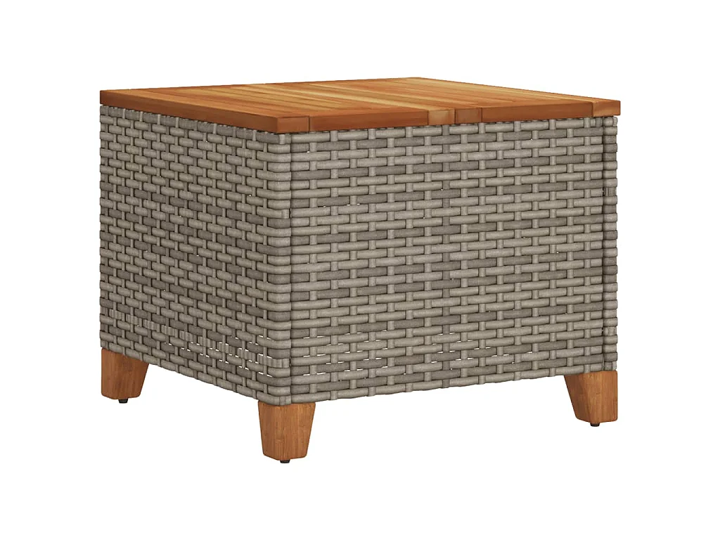 Gartentisch Grau 45x45x37 cm Poly Rattan Akazienholz