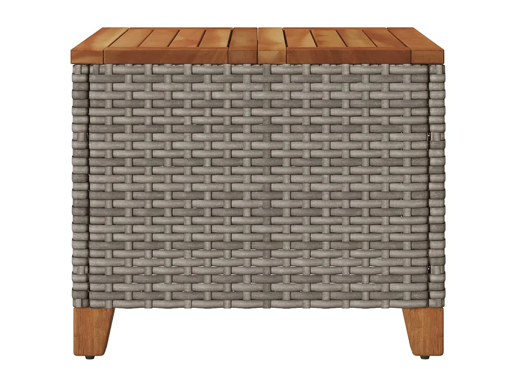 Gartentisch Grau 45x45x37 cm Poly Rattan Akazienholz