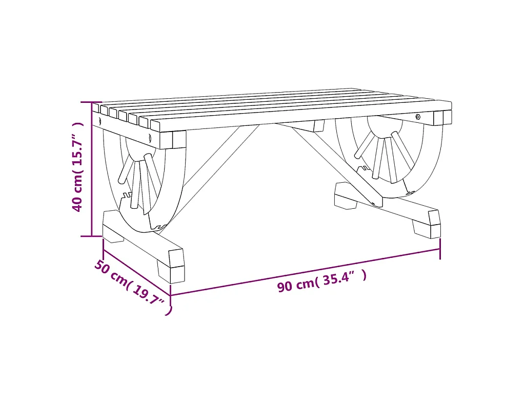 Table basse de jardin 90x50x40 cm bois de sapin massif