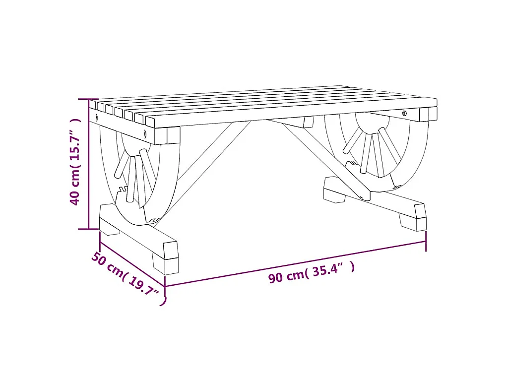 Table basse de jardin 90x50x40 cm bois de sapin massif