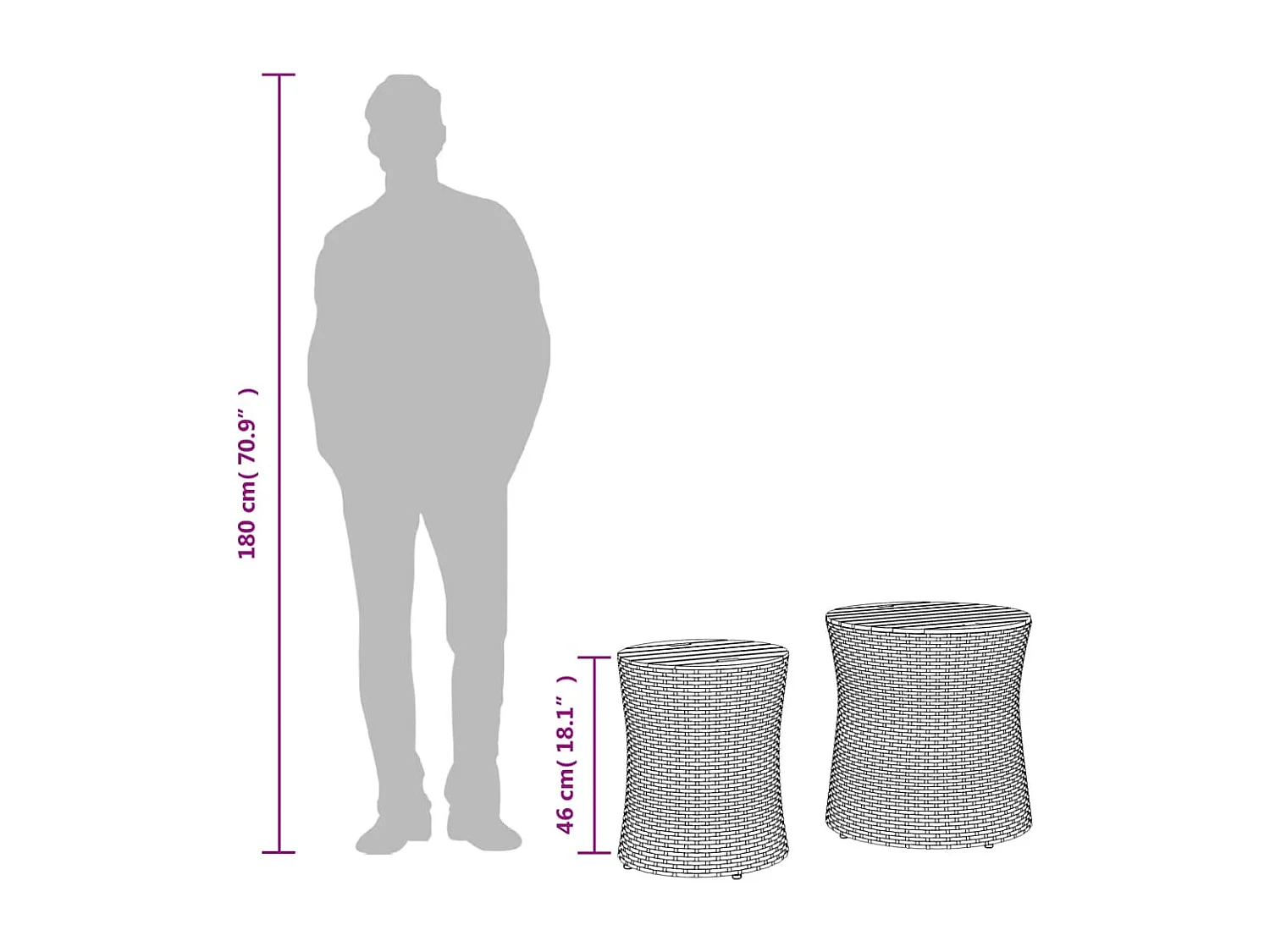 Garten-Beistelltische 2 Stk. mit Holzplatte Beige Poly Rattan