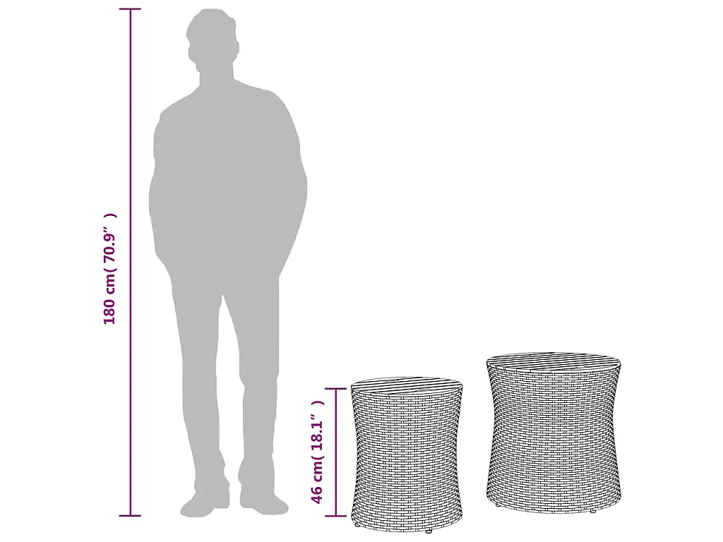 Garten-Beistelltische 2 Stk. mit Holzplatte Beige Poly Rattan