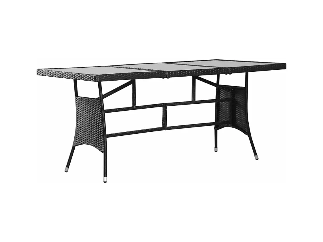 Table de jardin noir 170x80x74 cm résine tressée