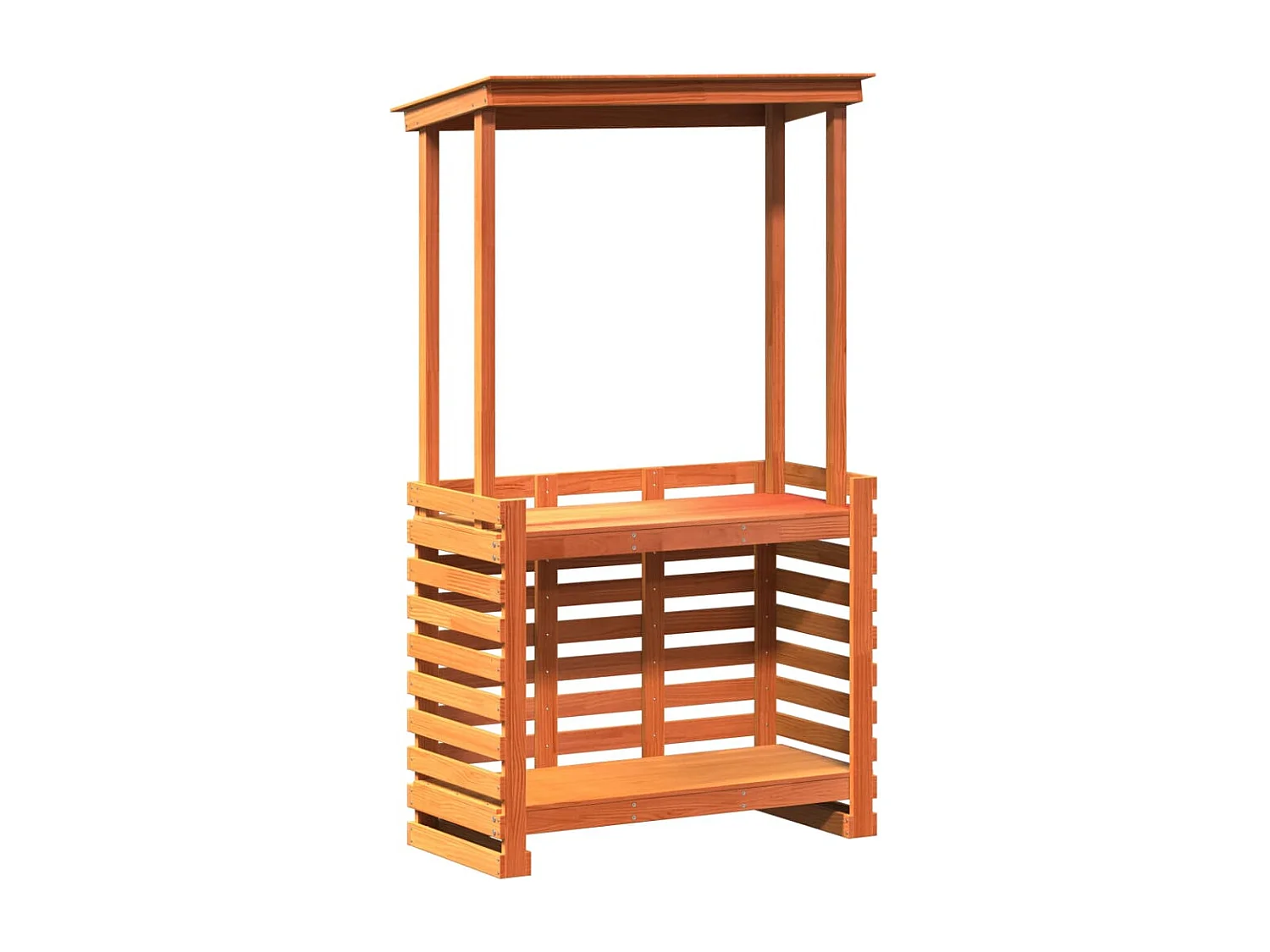 Table de bar d'extérieur avec toit marron bois massif