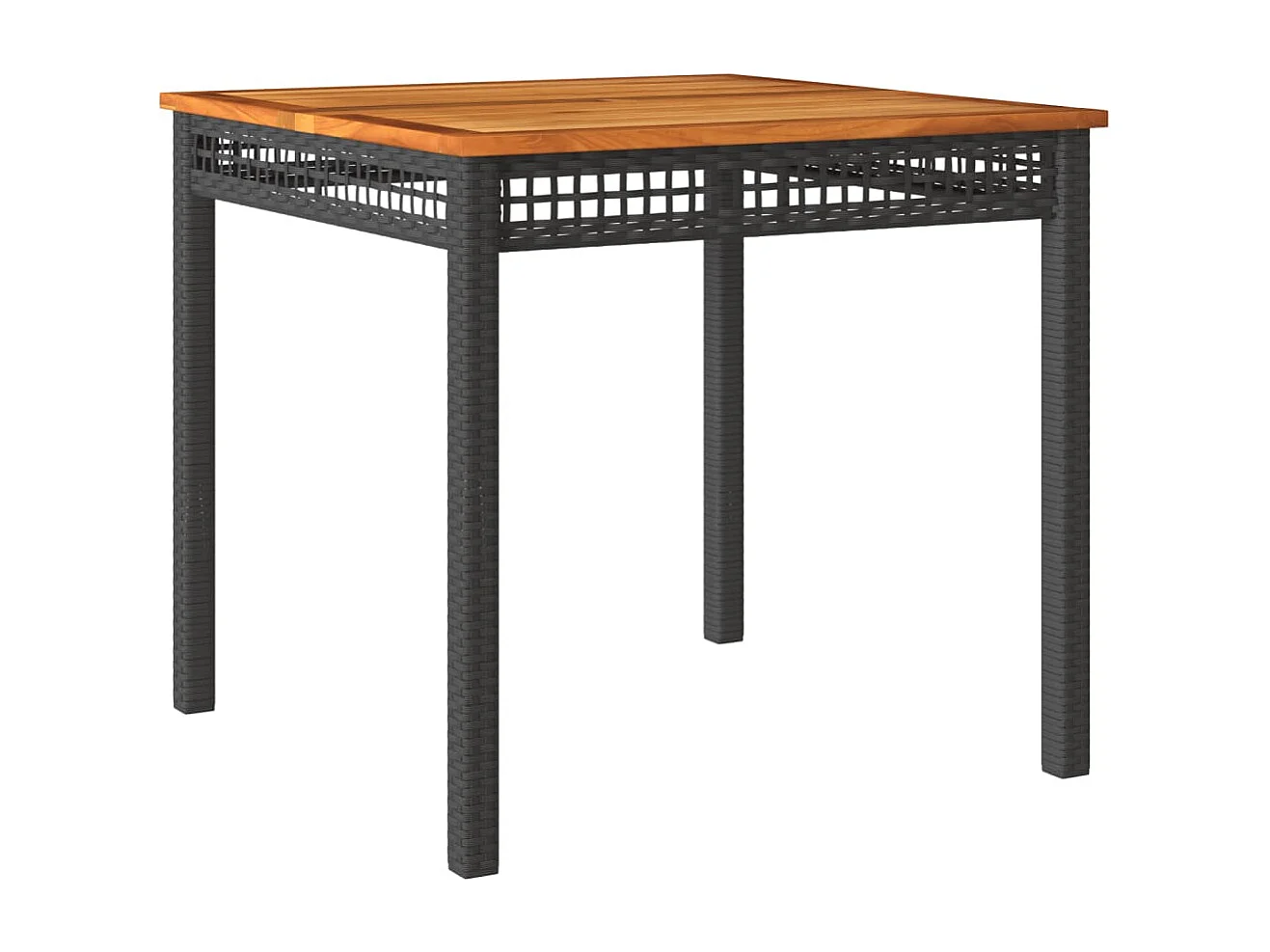 Mesa de jardim 80x80x75 cm vime PE e madeira de acácia preto