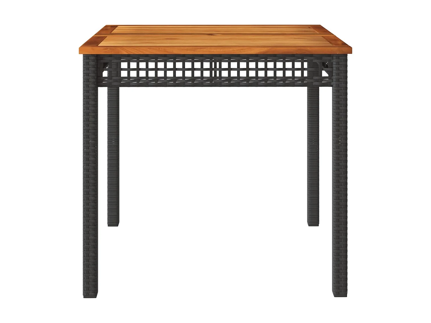Mesa de jardim 80x80x75 cm vime PE e madeira de acácia preto